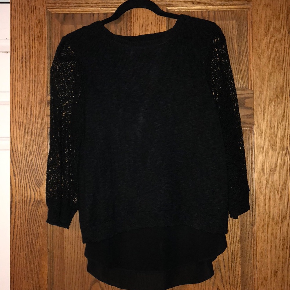 Medium Lucky Brand black sweater with lace sleeves